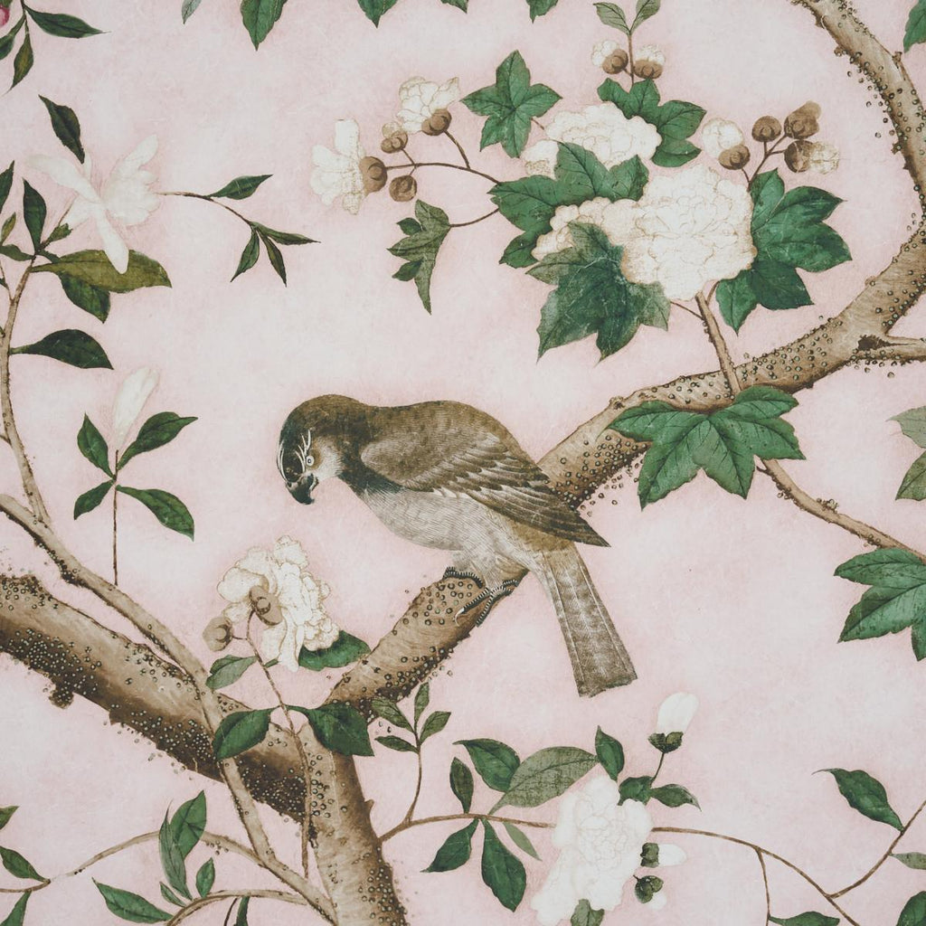 Schumacher Les Oiseaux Panel Set Blush Wallpaper