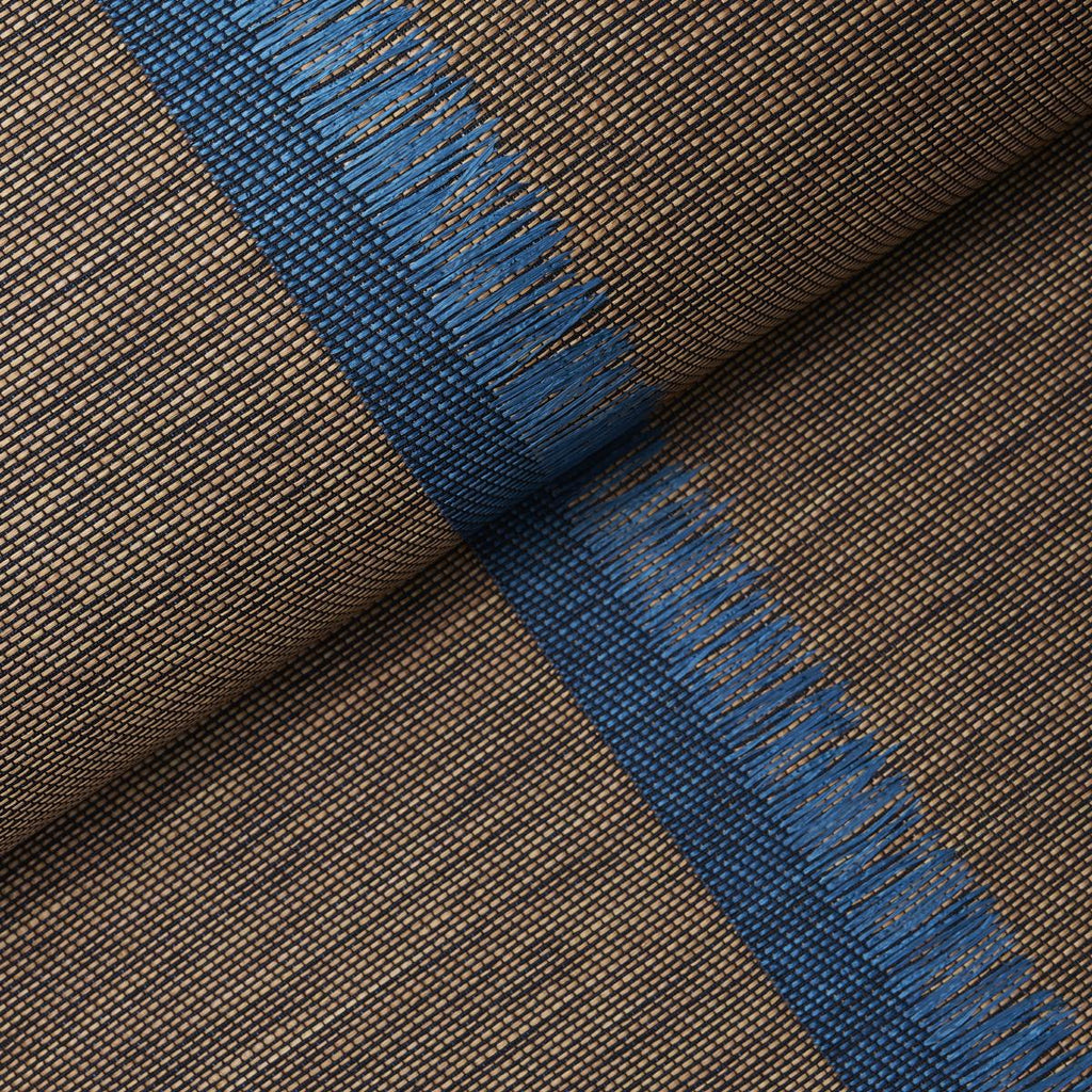 Schumacher Axel Fringe Wallcovering Peacock/Brown Wallpaper