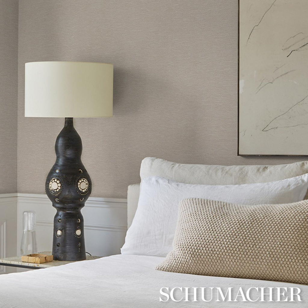 Schumacher Linen Pliss Wallcovering Alabaster Wallpaper