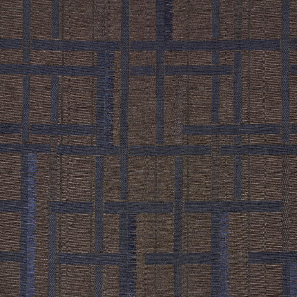 Schumacher Axel Plaid Wallcovering Navy/Espresso Wallpaper