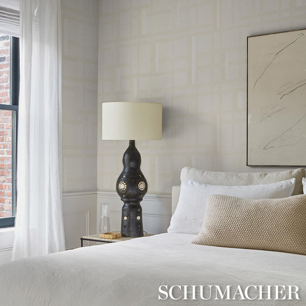 Schumacher Axel Plaid Wallcovering Parchment Wallpaper