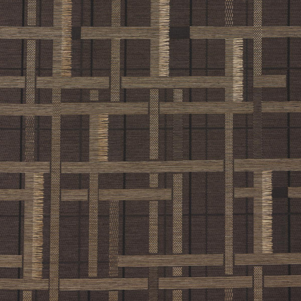 Schumacher Axel Plaid Wallcovering Saddle Brown Wallpaper