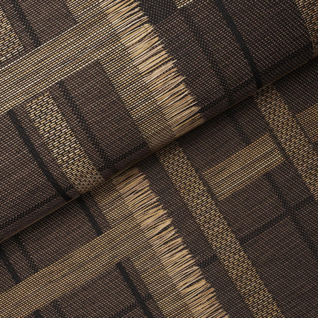 Schumacher Axel Plaid Wallcovering Saddle Brown Wallpaper