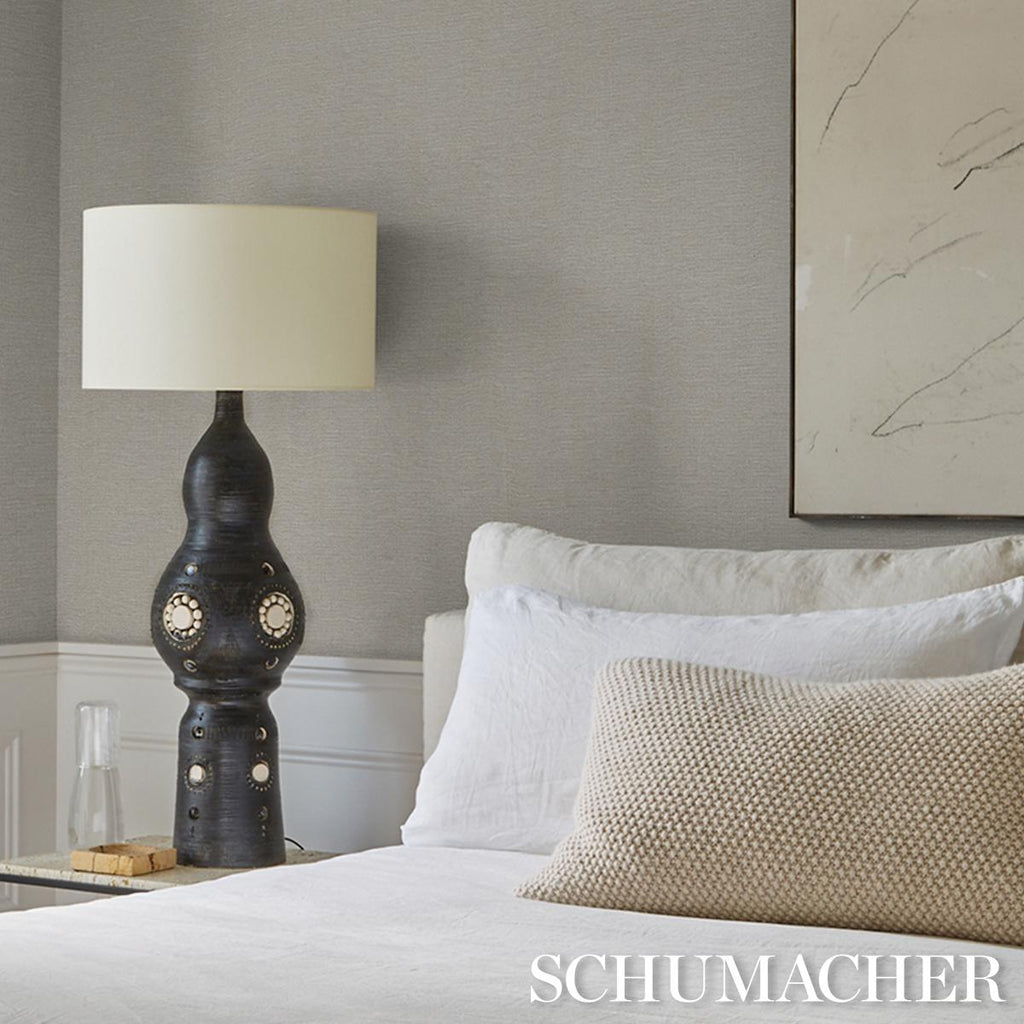 Schumacher Linen Pliss Wallcovering Natural Wallpaper