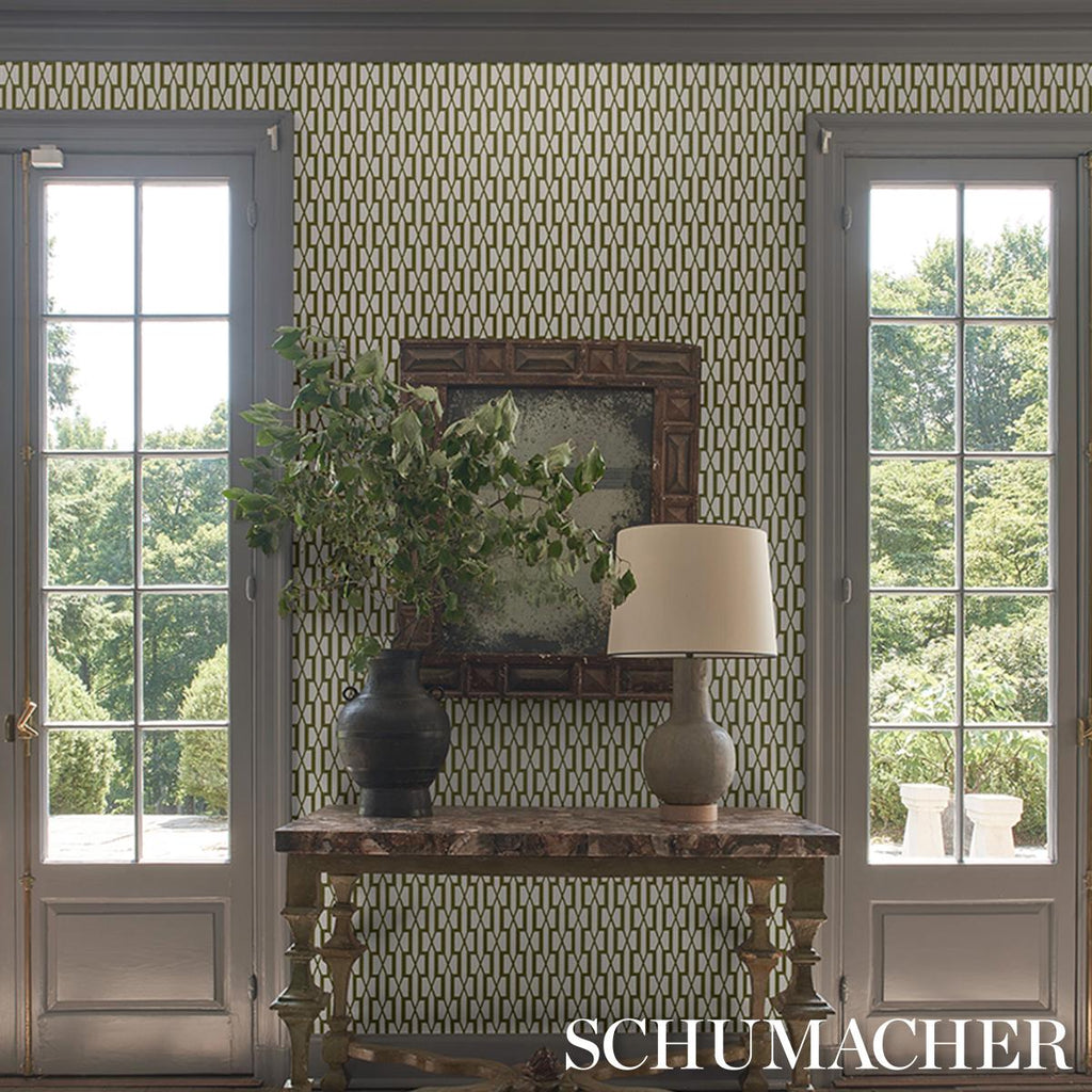 Schumacher Belvedere Olive Wallpaper