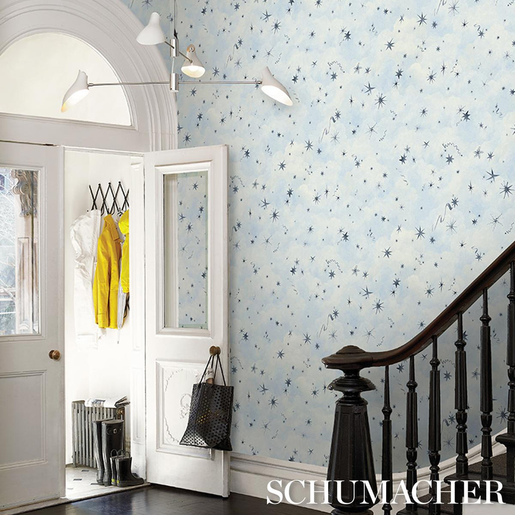 Schumacher Luminaries Clear Blue Wallpaper