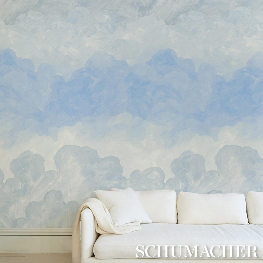 Schumacher Painted Sky Clear Blue Wallpaper