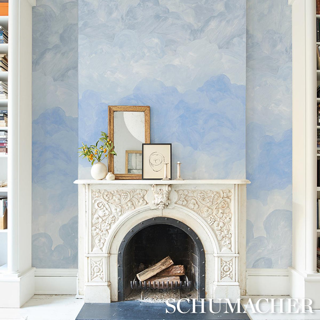 Schumacher Painted Sky Clear Blue Wallpaper