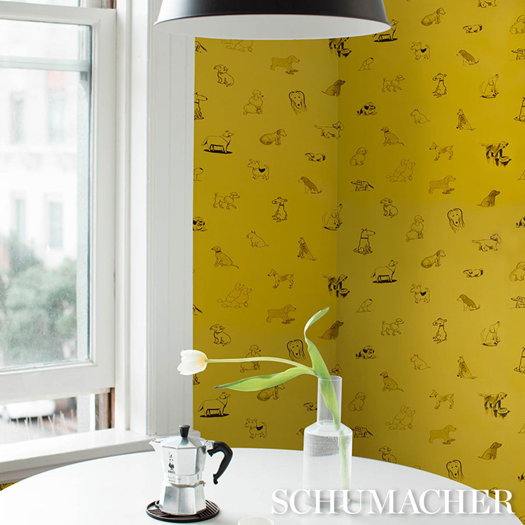 Schumacher Good Dogs Everywhere Taxi-Cab Yellow Wallpaper