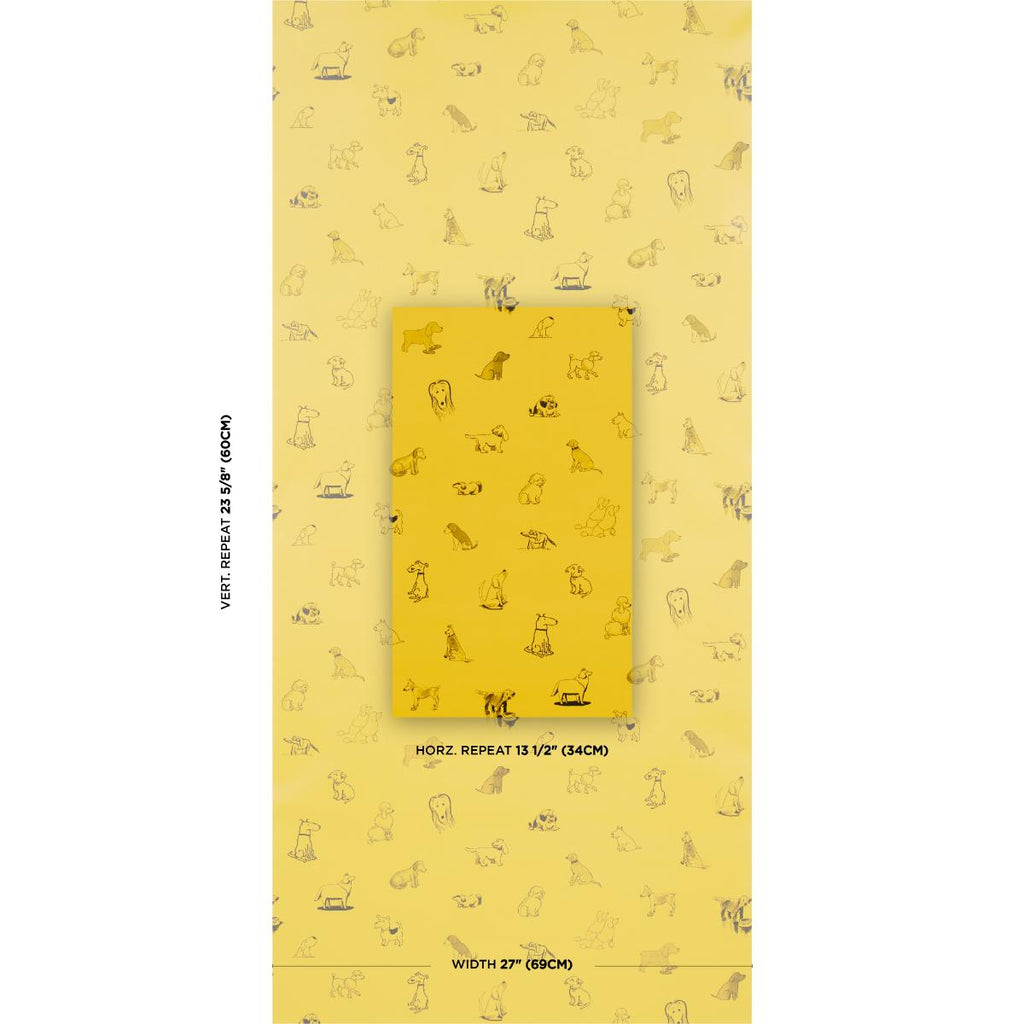 Schumacher Good Dogs Everywhere Taxi-Cab Yellow Wallpaper