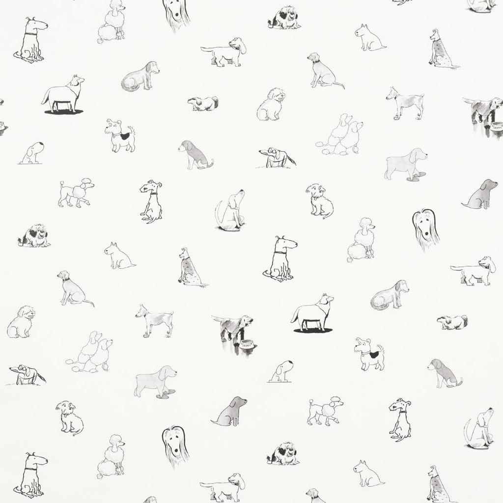 Schumacher Good Dogs Everywhere Black & White Wallpaper