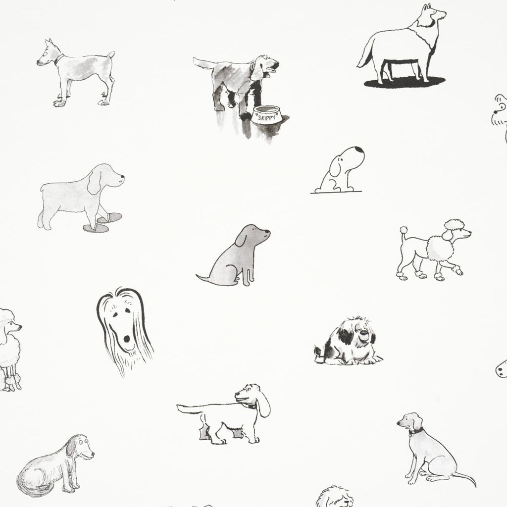 Schumacher Good Dogs Everywhere Black & White Wallpaper