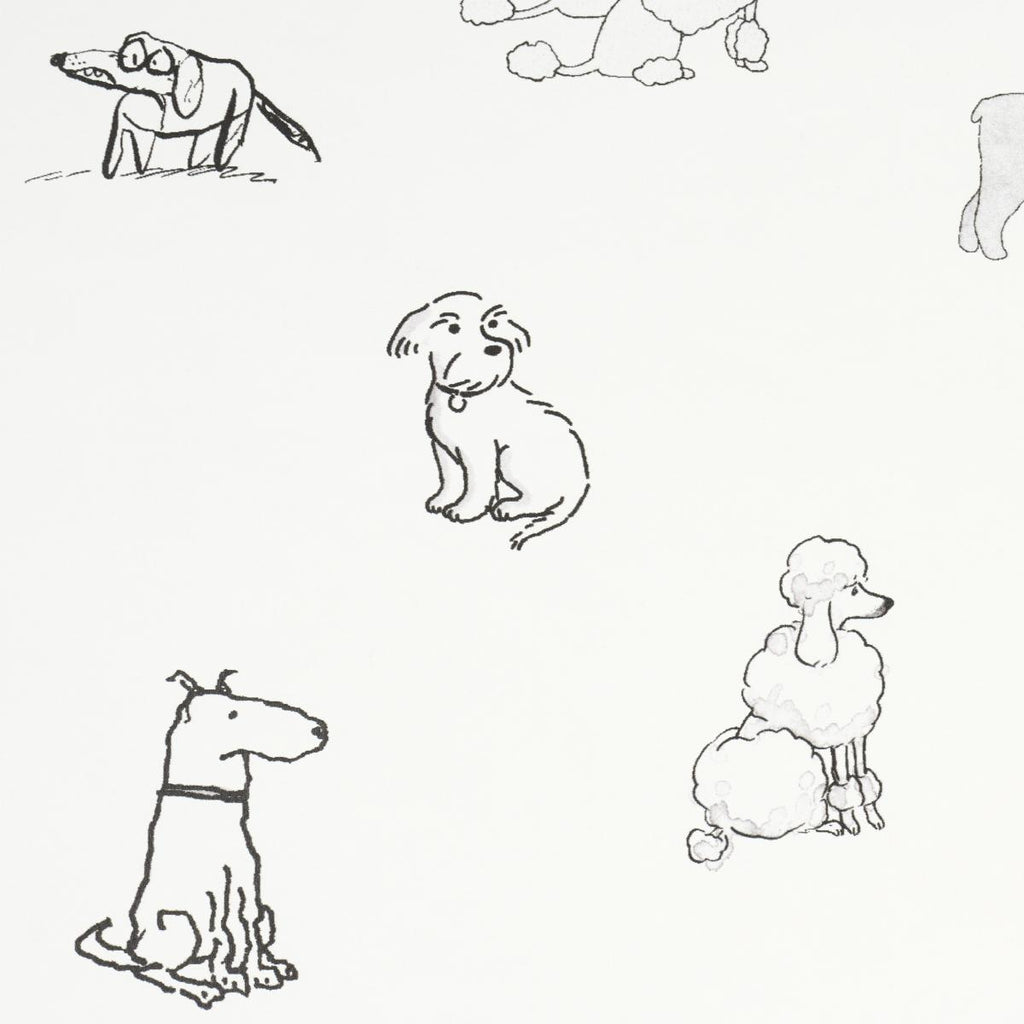 Schumacher Good Dogs Everywhere Black & White Wallpaper