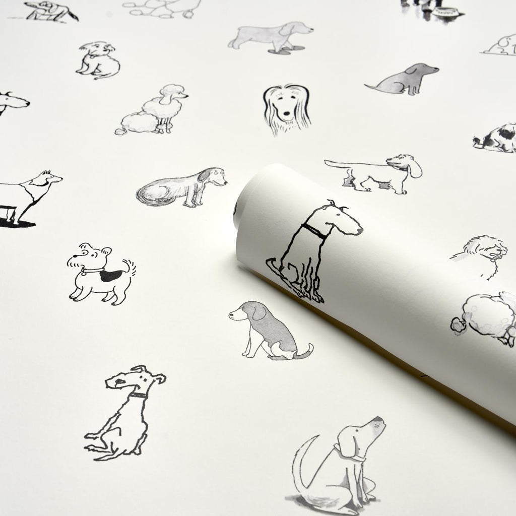 Schumacher Good Dogs Everywhere Black & White Wallpaper