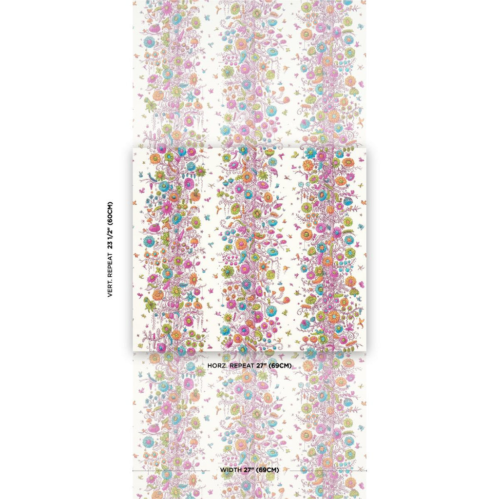 Schumacher Edward Steed'S Towers Of Flowers Multicolor Burst Wallpaper