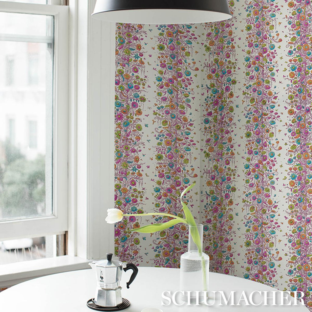 Schumacher Edward Steed'S Towers Of Flowers Multicolor Burst Wallpaper