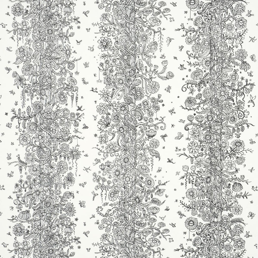 Schumacher Edward Steed'S Towers Of Flowers Black & White Wallpaper