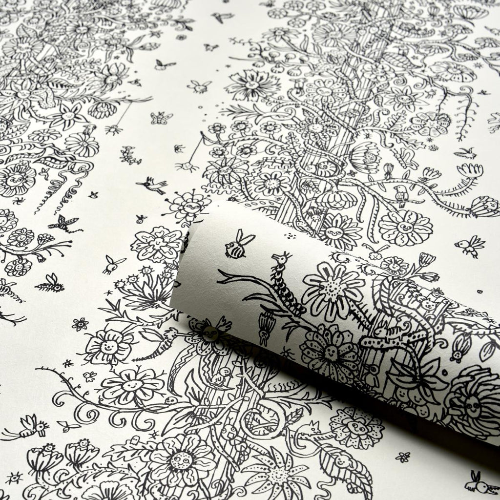 Schumacher Edward Steed'S Towers Of Flowers Black & White Wallpaper