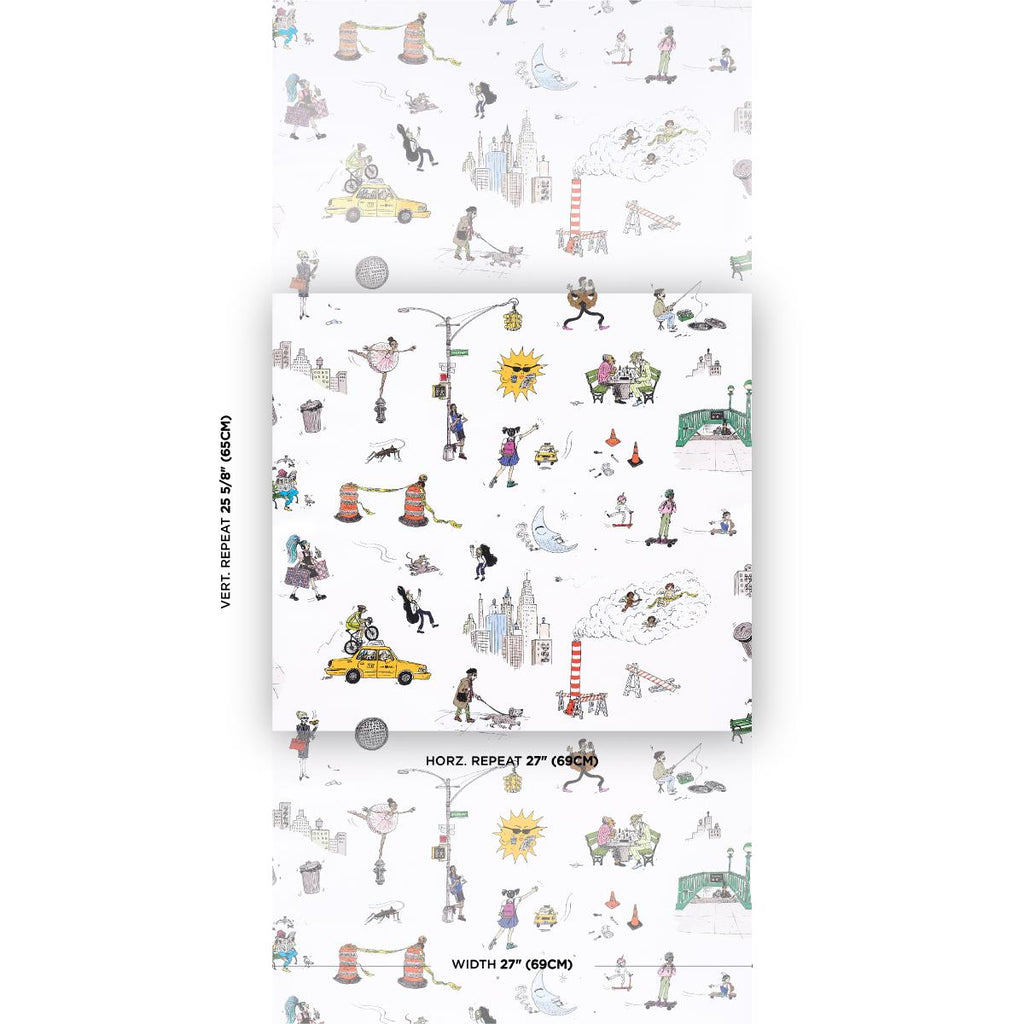 Schumacher Joana Avillez'S Street Scenes Multicolor On White Wallpaper