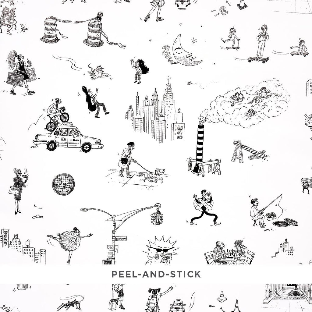 Schumacher Joana Avillez'S Street Scenes Black & White Wallpaper