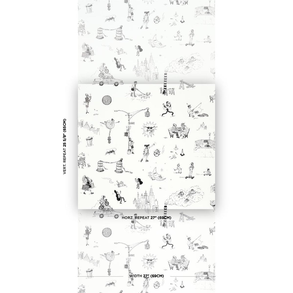 Schumacher Joana Avillez'S Street Scenes Black & White Wallpaper