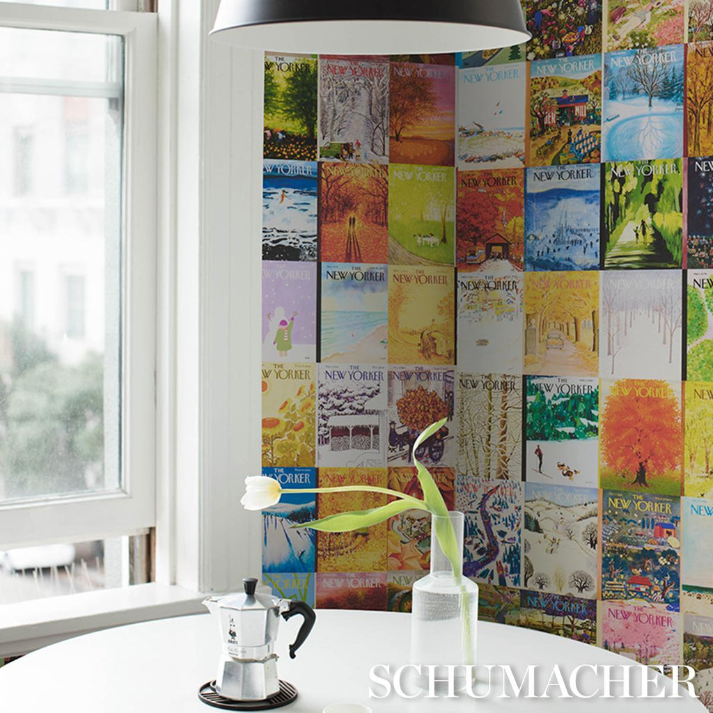 Schumacher The New Yorker Seasonal Covers Multicolor Wallpaper