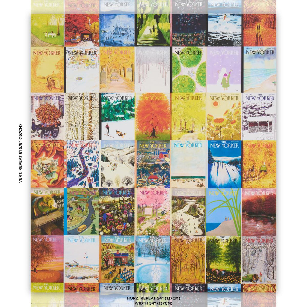 Schumacher The New Yorker Seasonal Covers Multicolor Wallpaper