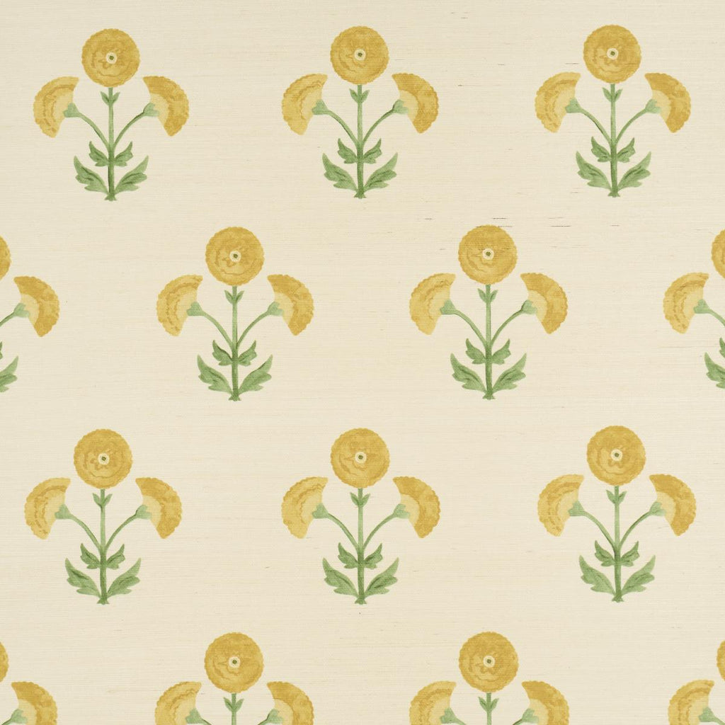 Schumacher Saranda Flower Sisal Marigold Wallpaper