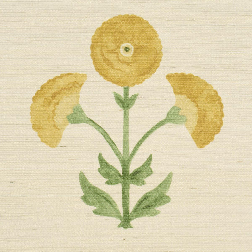 Schumacher Saranda Flower Sisal Marigold Wallpaper