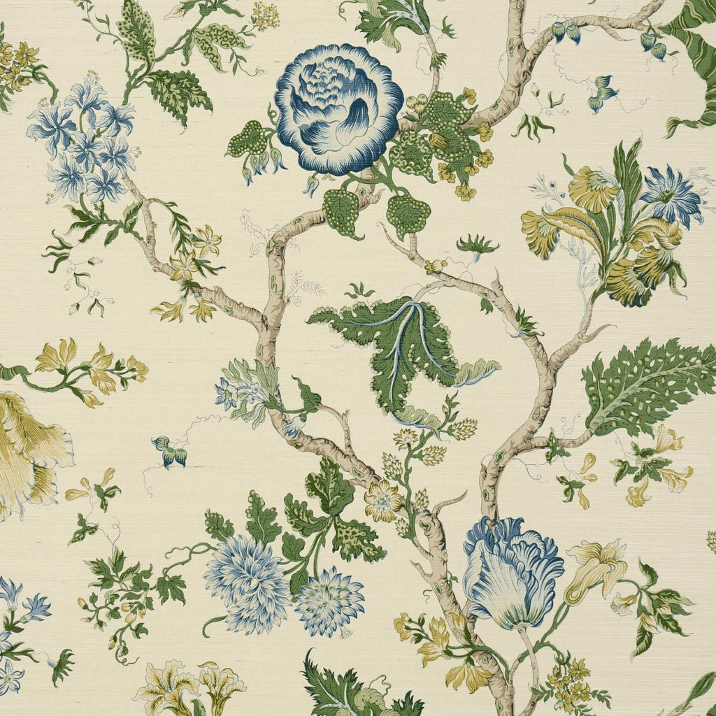 Schumacher Josephine Sisal Peacock Wallpaper