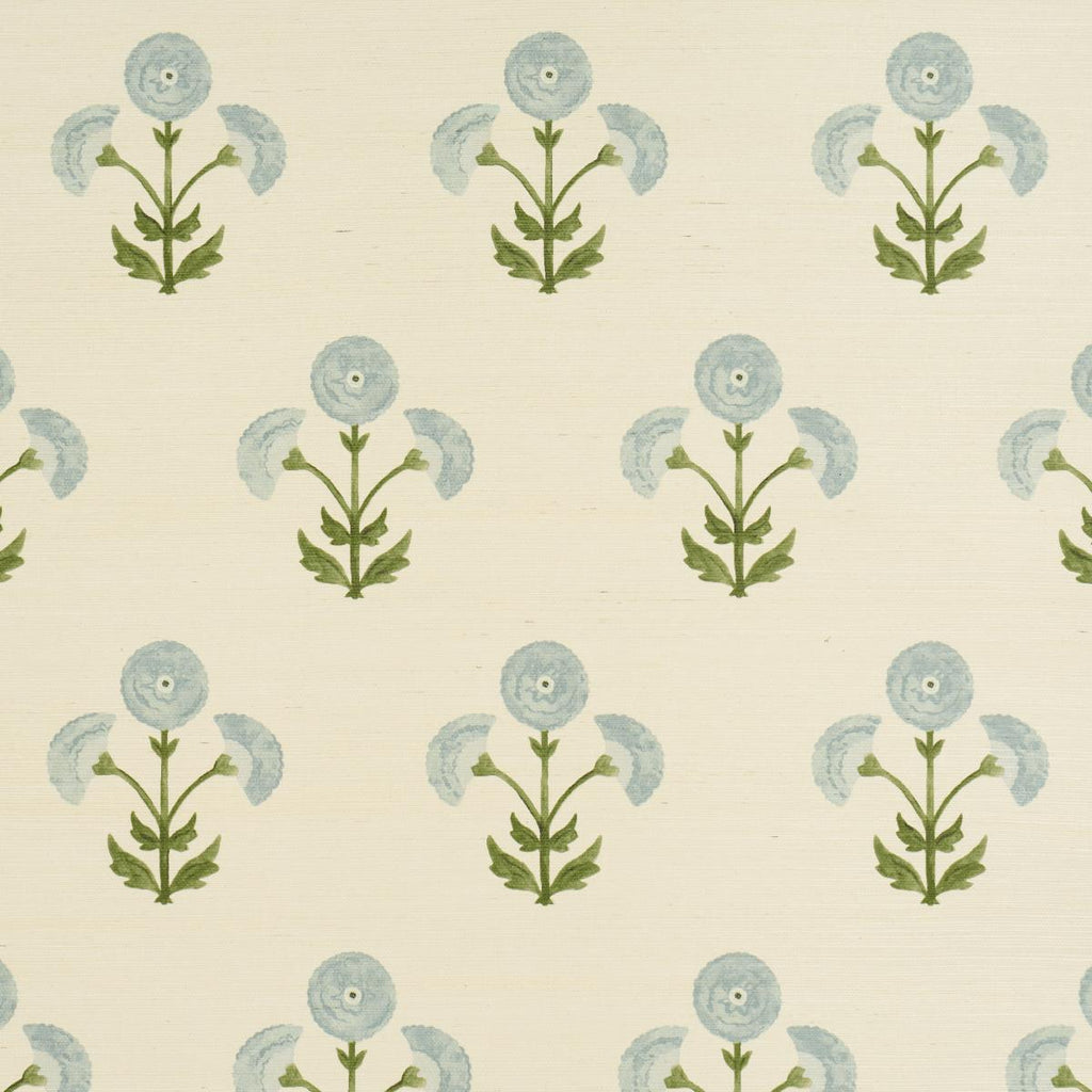 Schumacher Saranda Flower Sisal Sky Wallpaper