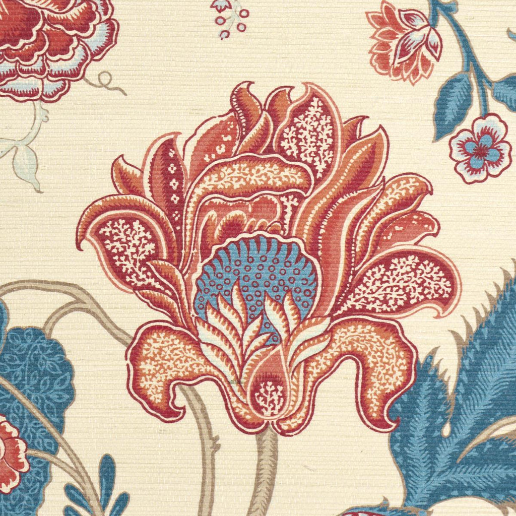 Schumacher Sinhala Sisal Rouge & Indigo Wallpaper