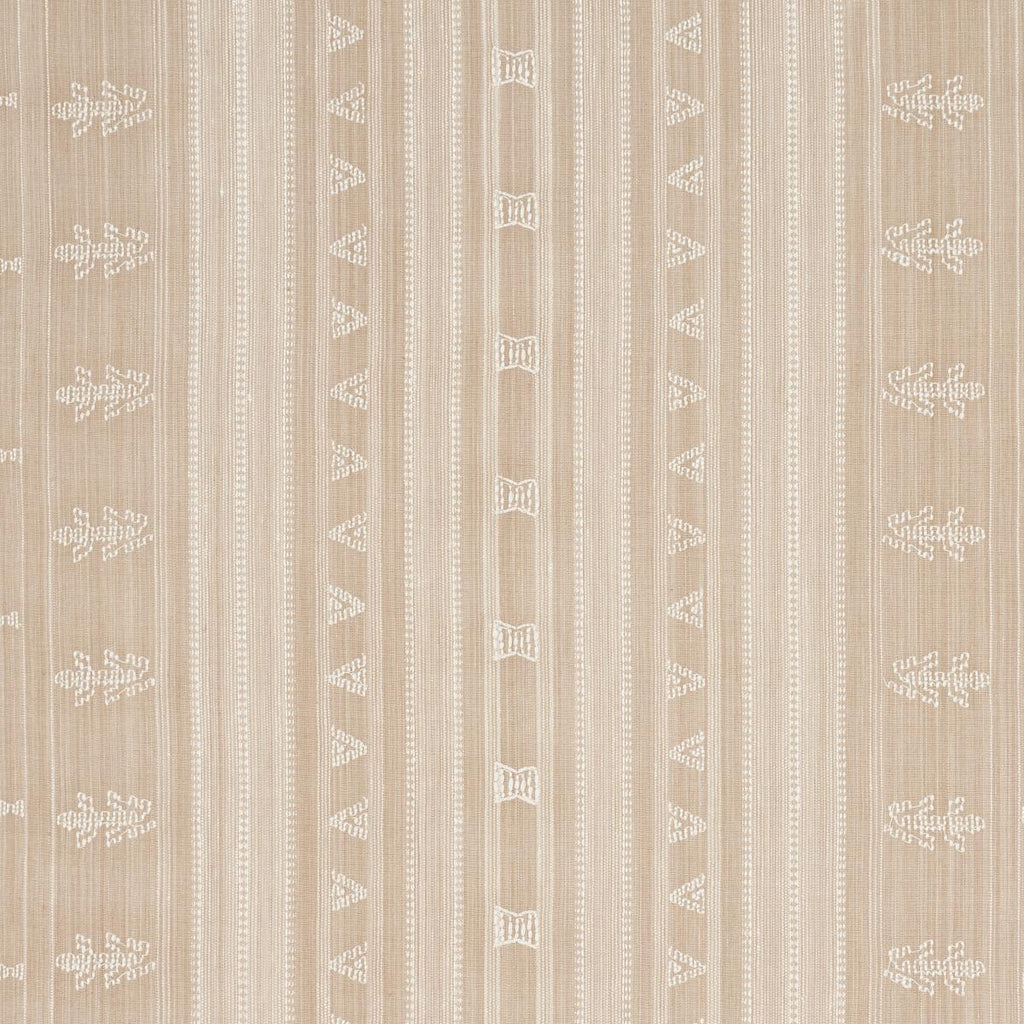 Schumacher Nima Embroidered Cotton Linen Tan Fabric