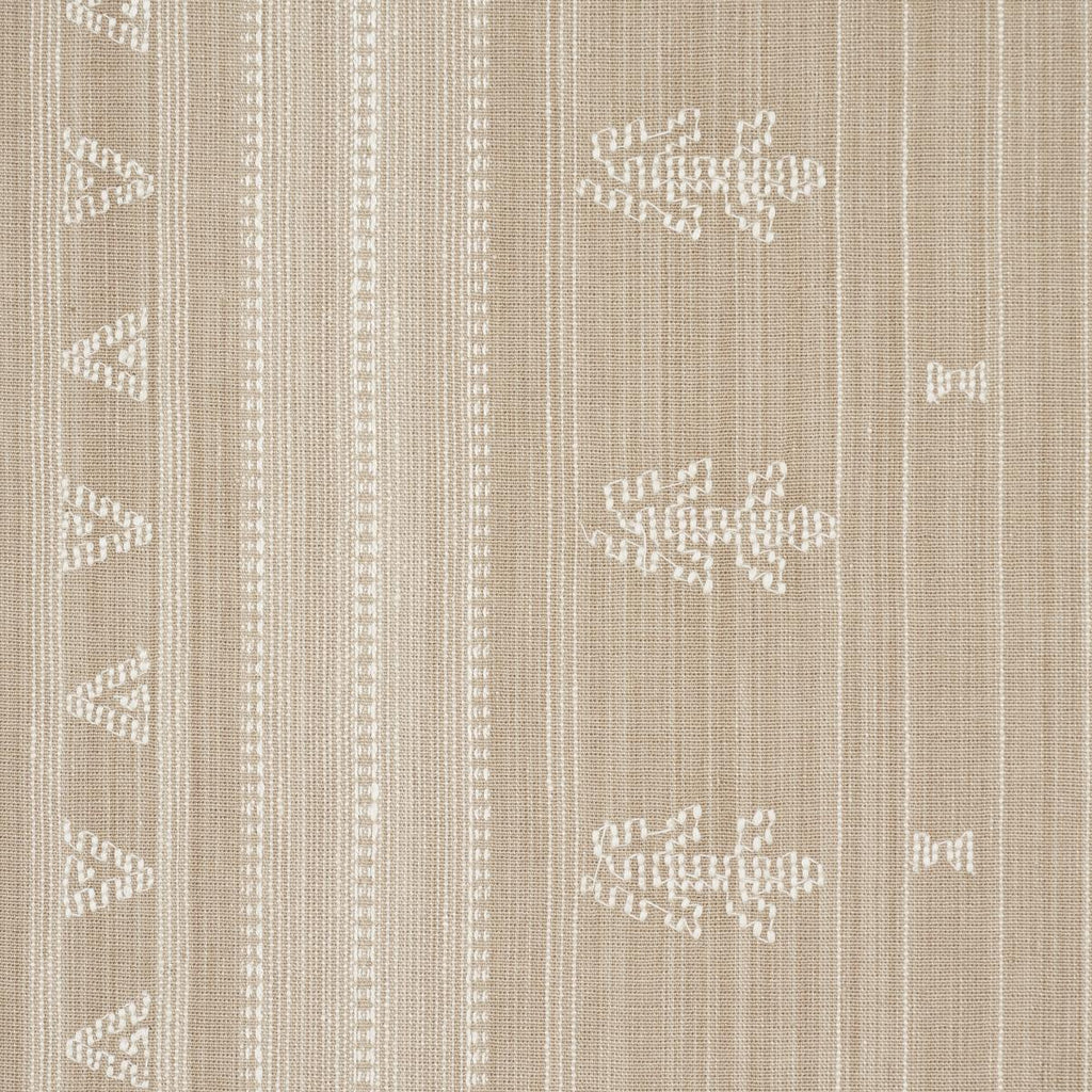 Schumacher Nima Embroidered Cotton Linen Tan Fabric