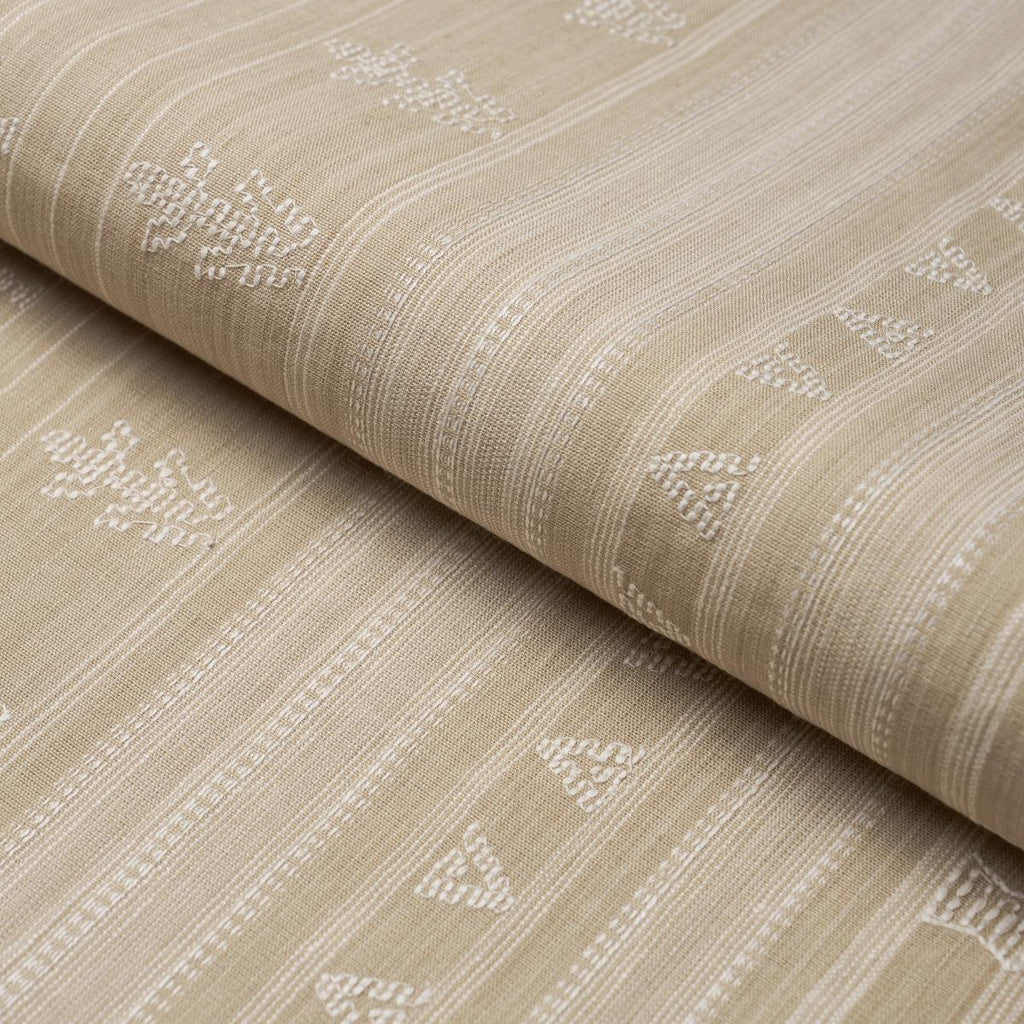 Schumacher Nima Embroidered Cotton Linen Tan Fabric