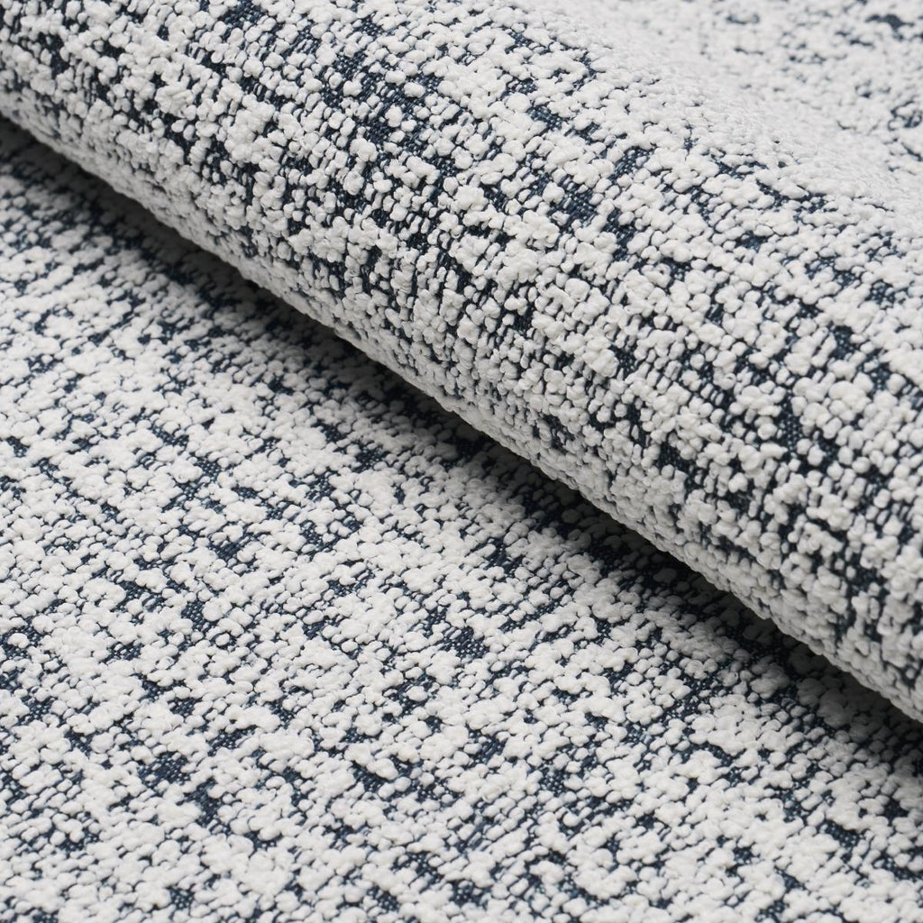 Schumacher Zuzu Indoor/Outdoor White On Navy Fabric
