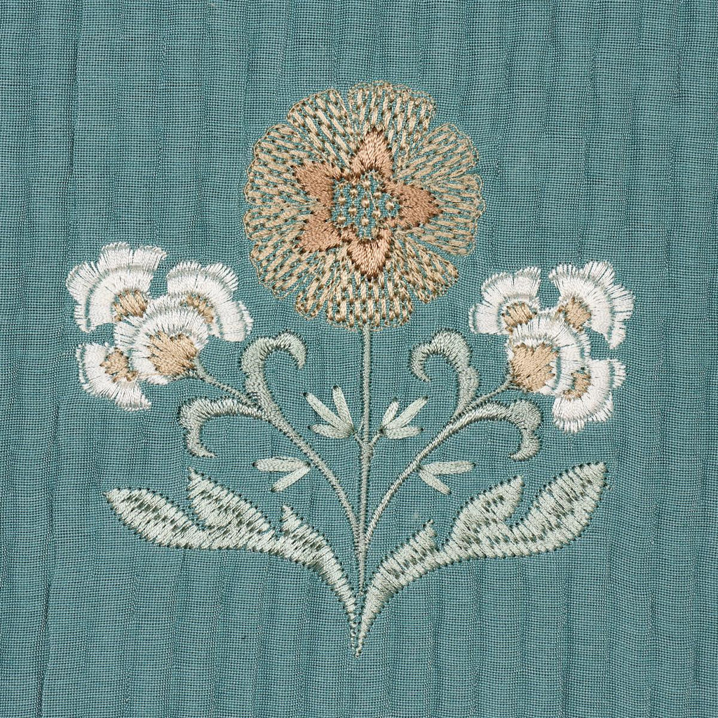 Schumacher Elmslie Embroidery Teal Fabric