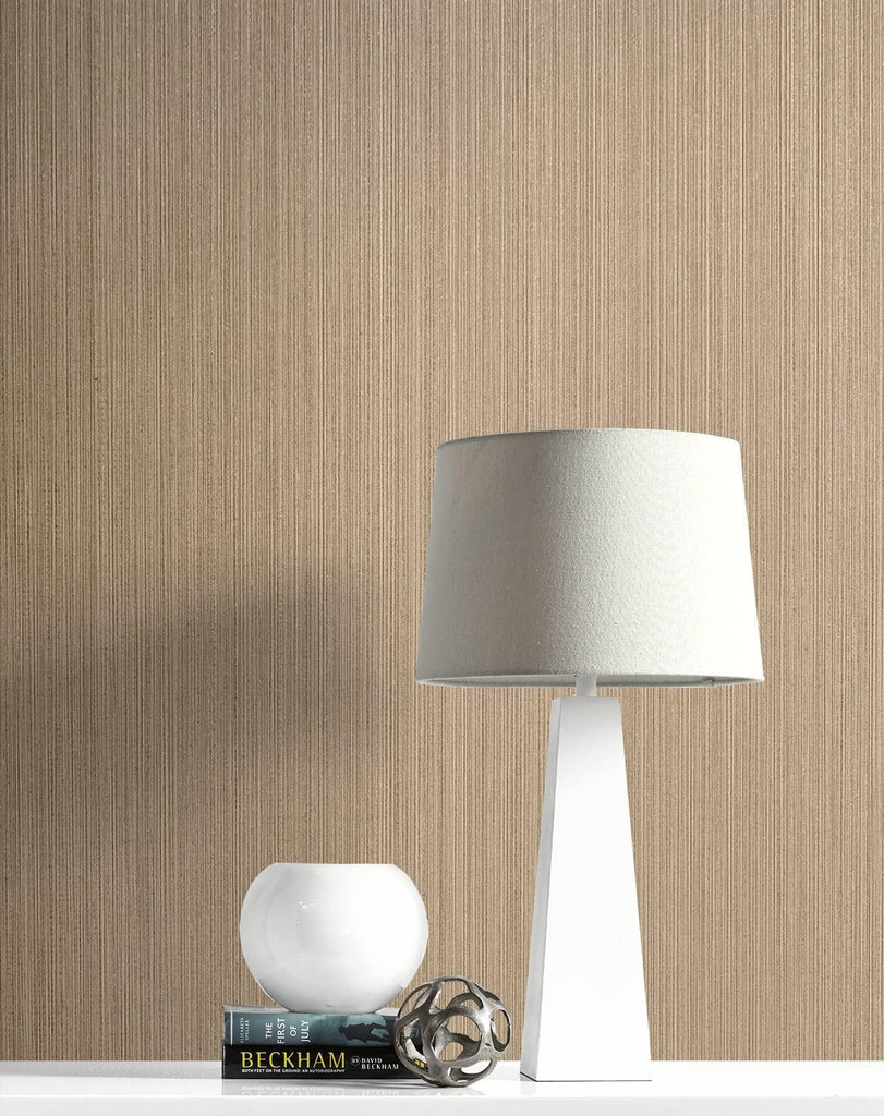 Seabrook Natural Stria Khaki & Glitter Wallpaper