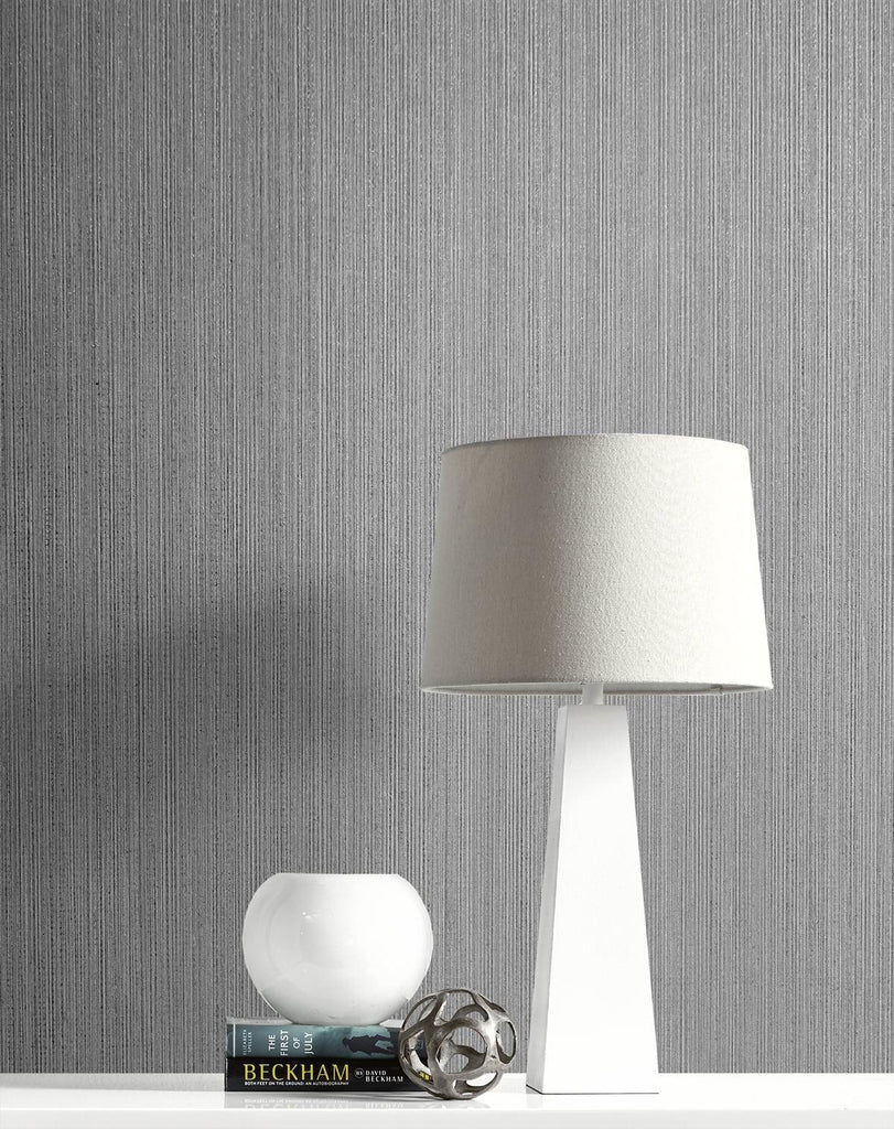 Seabrook Natural Stria Earl Gray & Glitter Wallpaper