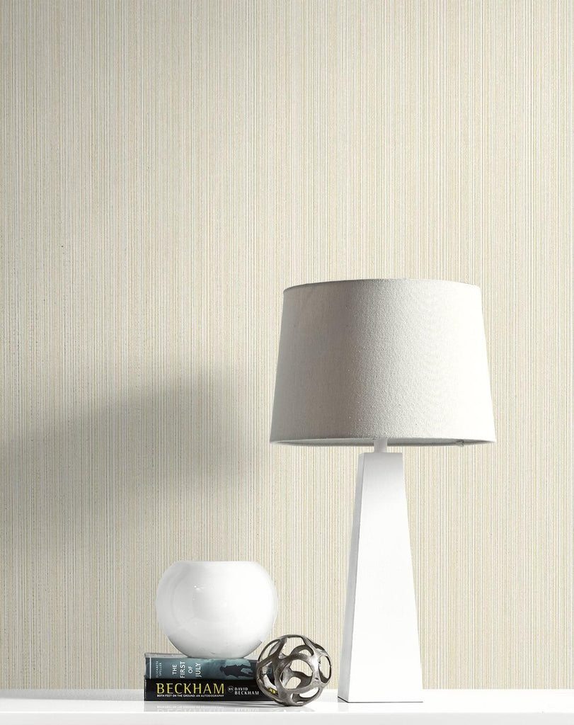 Seabrook Natural Stria Cream & Glitter Wallpaper