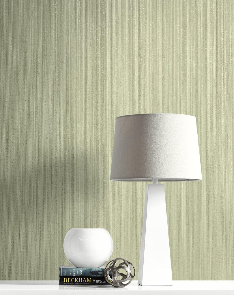 Seabrook Natural Stria Olive & Glitter Wallpaper