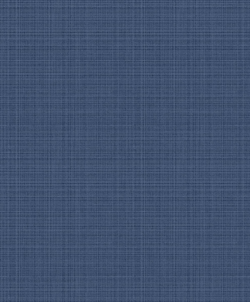 Seabrook Crosshatch Linen Metallic Storm Blue Wallpaper