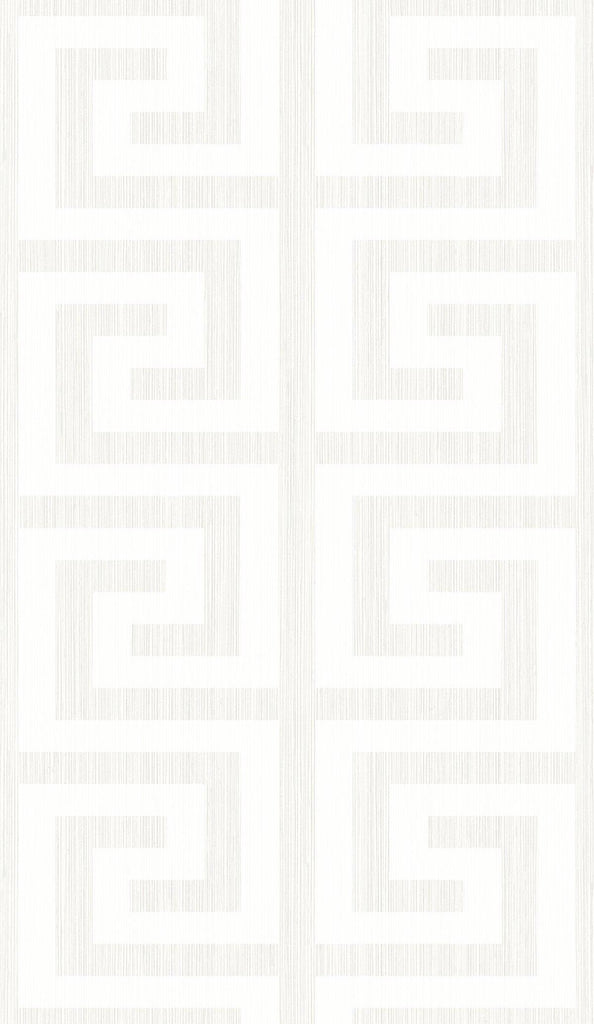 Seabrook Greek Key Metallic Pearl & Ivory Wallpaper