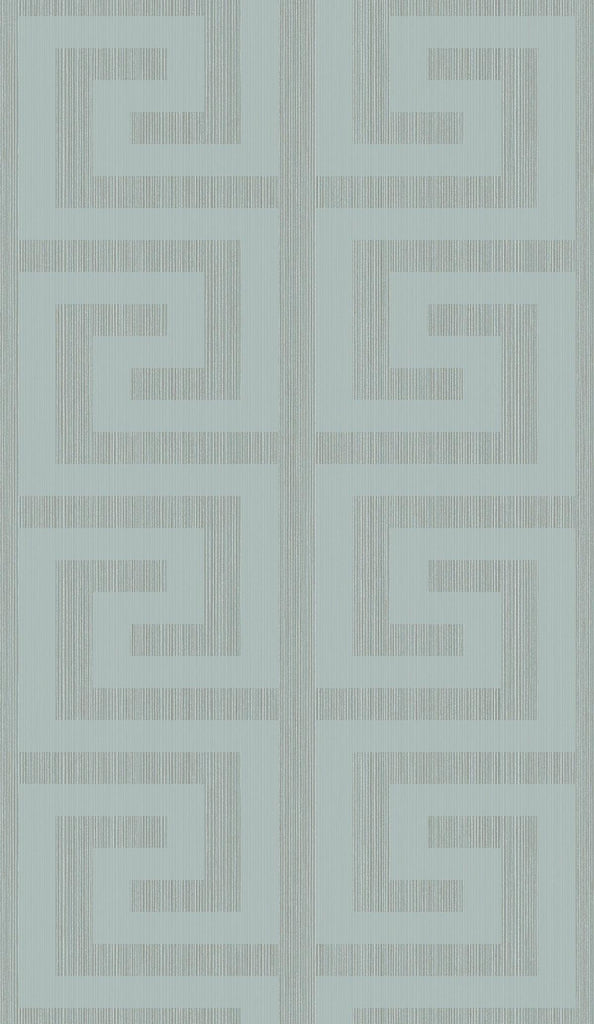 Seabrook Greek Key Metallic Sea Green Wallpaper