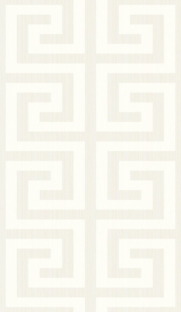 Seabrook Greek Key Metallic Pearl & Cream Wallpaper