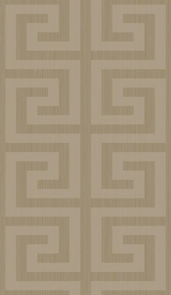 Seabrook Greek Key Khaki & Metallic Champagne Wallpaper