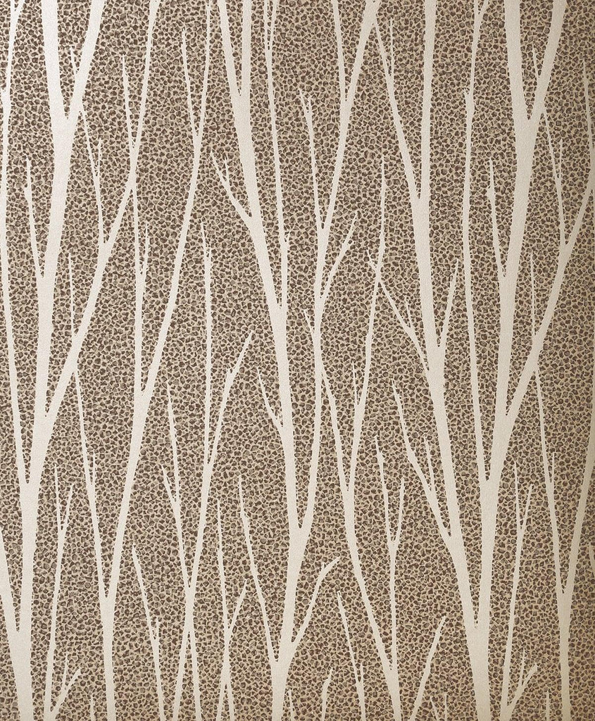 Seabrook Birch Trail Metallic Champagne & Copper Glitter Wallpaper