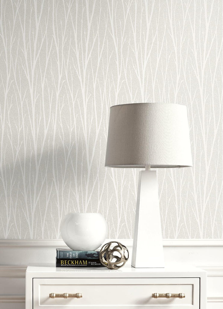 Seabrook Birch Trail Metallic Champagne & Cream Wallpaper