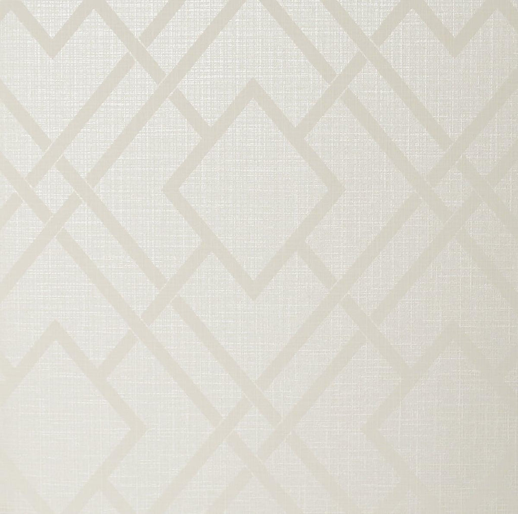 Seabrook Diamond Lattice Metallic Ivory Wallpaper