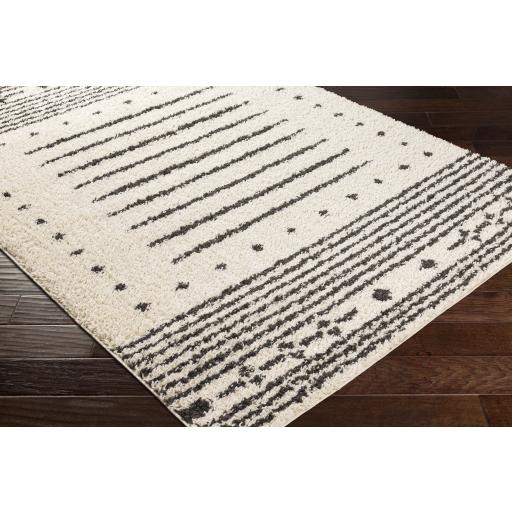 Surya Beni Shag BSH-2327 Black Cream 5'3" x 7' Rug